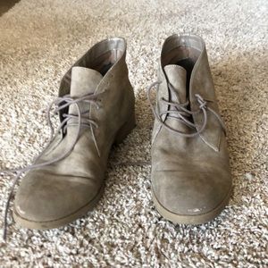 Taupe suede ankle booties